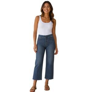 high rise straight jag jeans sz 12 stretch career casual comfort everyday EUC